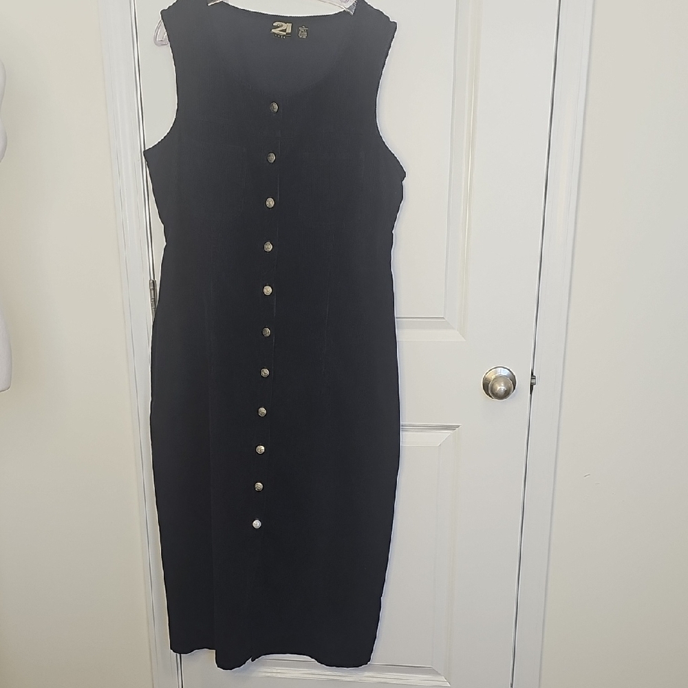 Rue21 Women's Navy Blue Sleeveless Button-Front Midi Dress Corduroy Size XL